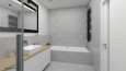 Łazienka z wanną w zabudowie w kolorze szarym