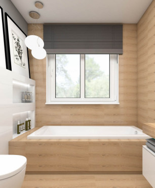Aranżacja łazienki z imitacją drewnianych płytek