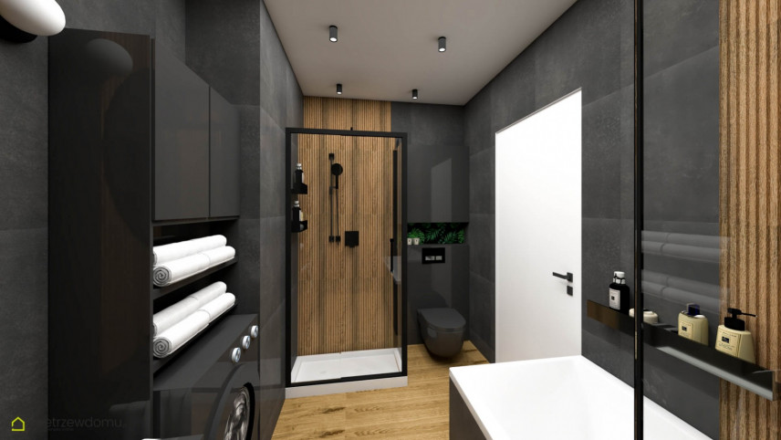 Aranżacja łazienki w stylu loft z kwadratowym prysznicem