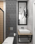 Aranżacja łazienki ze wzorem heksagonalnym na ścianie