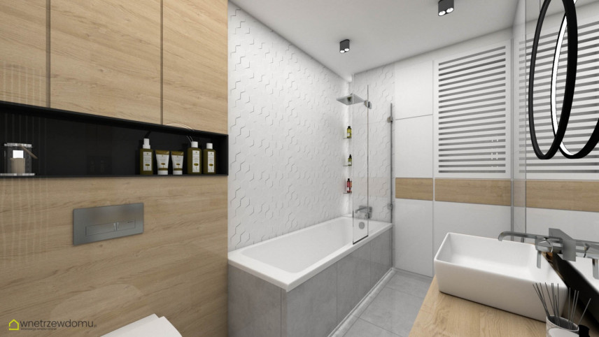 Aranżacja nowoczesnej łazienki z prostokątną wanną w zabudowie