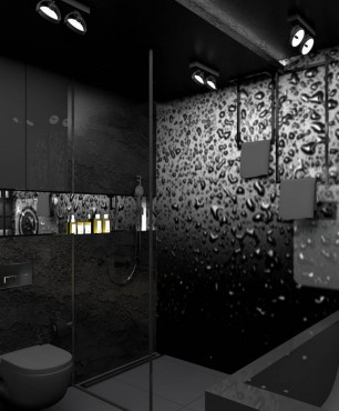 Projekt i realizacja łazienki w czarnym kolorze