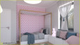 Pokój dziecięcy z różową tapetą w groszki