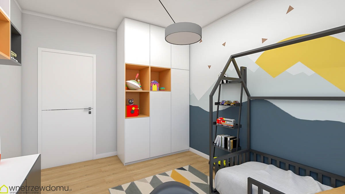 Mały pokój dziecięcy z łóżkiem domek