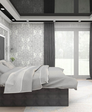 Sypialnia z dużym łóżkiem tapicerowanym