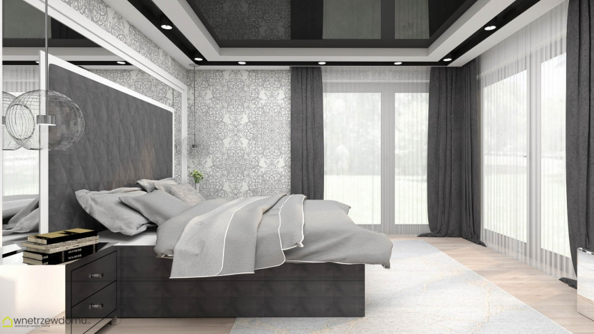 Sypialnia z dużym łóżkiem tapicerowanym