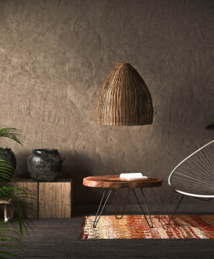 Bambusowa lampa wisząca w salonie