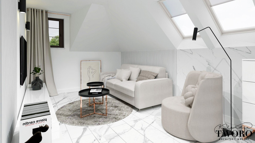 Living-room w kolorze białym