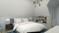 Styl Art Deco w sypialni z łóżkiem kontynentalnym