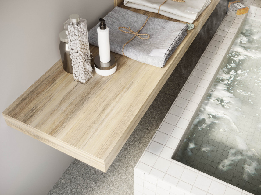 Drewniana półka w łazience