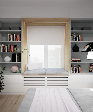 Sypialnia z miejscem do czytania książek