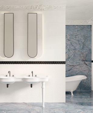 Elegancka łazienka z marmurową ścianą Ceramika Paradyż