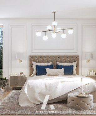 Sypialnia w stylu klasycznym z meblami w stylu glamour
