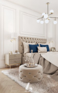 Sypialnia w stylu nowoczesnej klasyki z meblami w stylu glamour