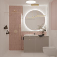 Łazienka z płytkami w kolorze różu i bieli