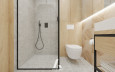 Łazienka z prysznicem z imitacją betonowych płytek
