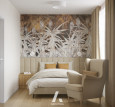 Sypialnia z beżowymi panelami tapicerowanymi