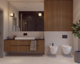 Łazienka z bidetem, muszlą wiszącą oraz prysznicem