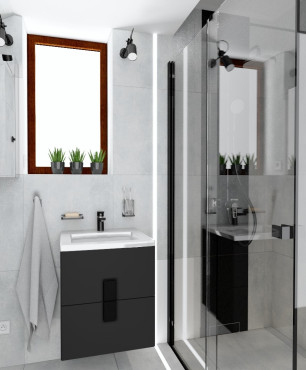 Projekt łazienki z kabiną prysznicową