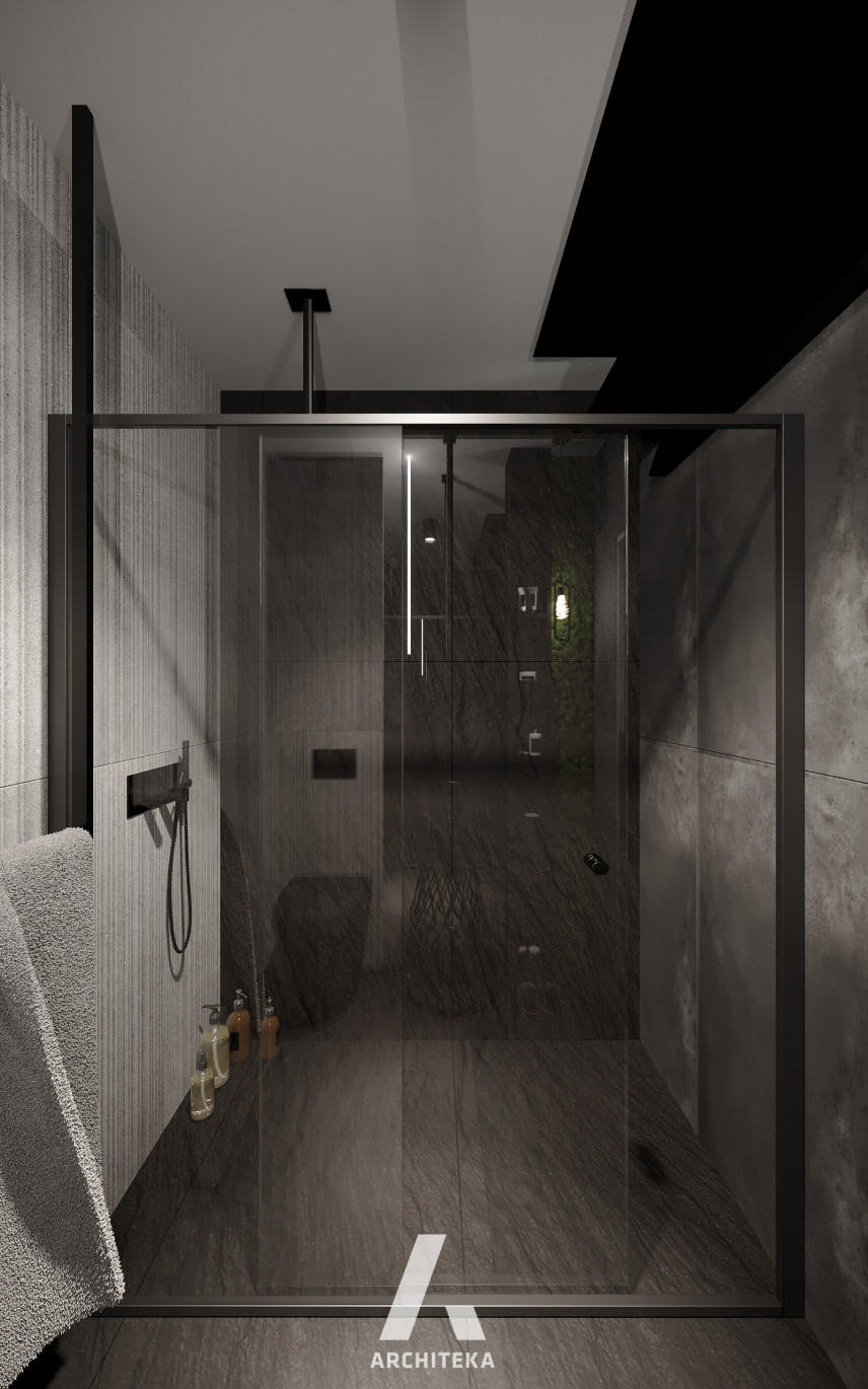 Łazienka w stylu modernistycznym z prysznicem