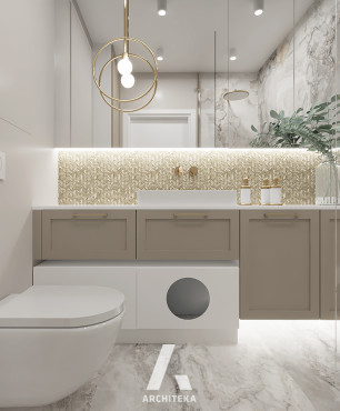 Łazienka w stylu nowoczesnym z białym gresem na podłodze