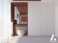 Sypialnia z drewnianą toaletką