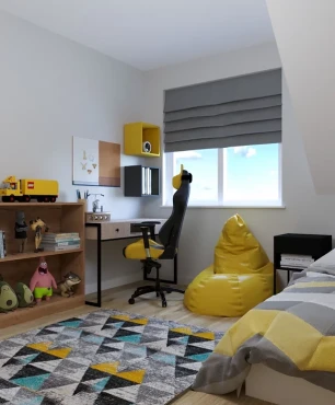 Pokój młodzieżowy z dodatkiem żółtego koloru