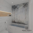 Projekt łazienki z wanną, prostokątną, akrylową w zabudowie