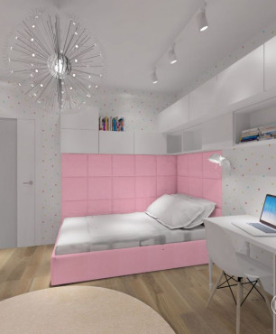 Szaro-różowy pokój dziewczynki