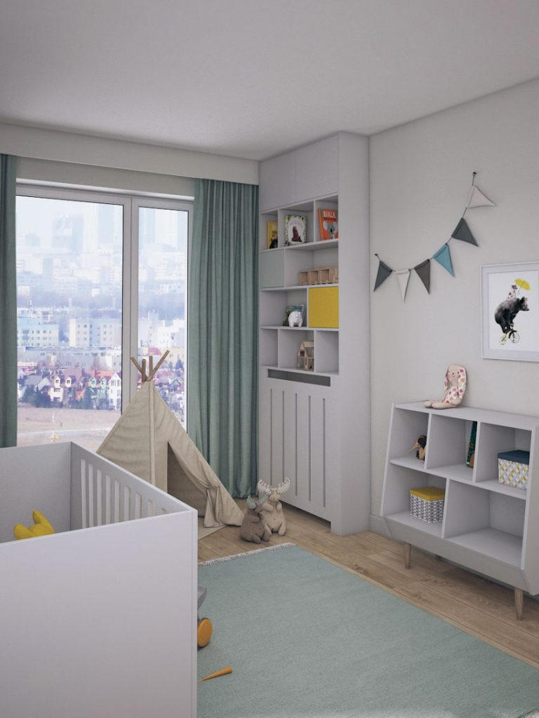 Projekt pokoju dziecięcego z meblami w stylu skandynawskim