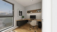 Projekt biura w domu z drewnianym blatem na wymiar