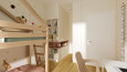 Pokój dziecięcy ze stylowym, drewnianym łóżkiem domek