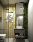Mała łazienka z ogrodem wertykalnym na ścianie