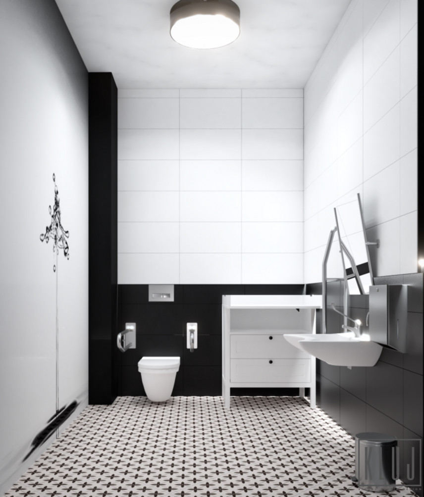 Czarno-biała łazienka dla osób niepełnosprawnych