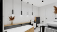 Projekt nowoczesnej łazienki z wiszącymi lampami oraz z wanną