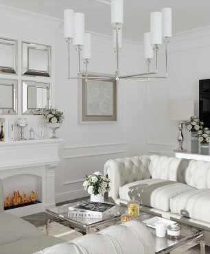 Salon w bieli w stylu GLAMOUR