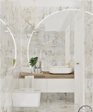 Mała łazienka z białymi płytkami gresowymi na podłodze i ścianie