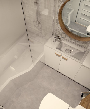 Łazienka z prostokątną wanną akrylową w zabudowie z funkcją prysznica