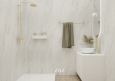 Klasyczna łazienka z prysznicem walk - in oraz natryskiem podtynkowym w kolorze złotym