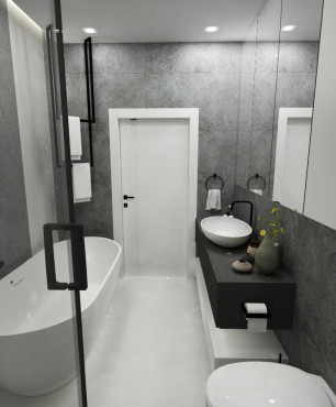 Projekt łazienki z białą podłogą