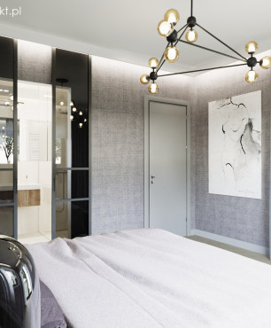 Sypialnia w stylu Art Deco z lampami w czarnym połysku