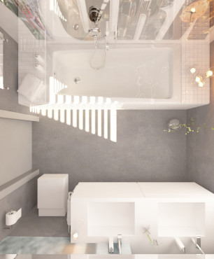 Projekt łazienki z imitacją betonu na podłodze i ścianie