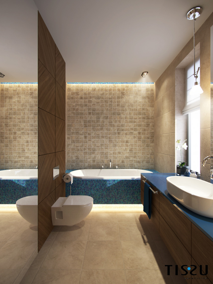Projekt łazienki z zabudowaną wanną akrylową owalną