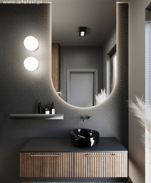 łazienka z czarną mozaiką