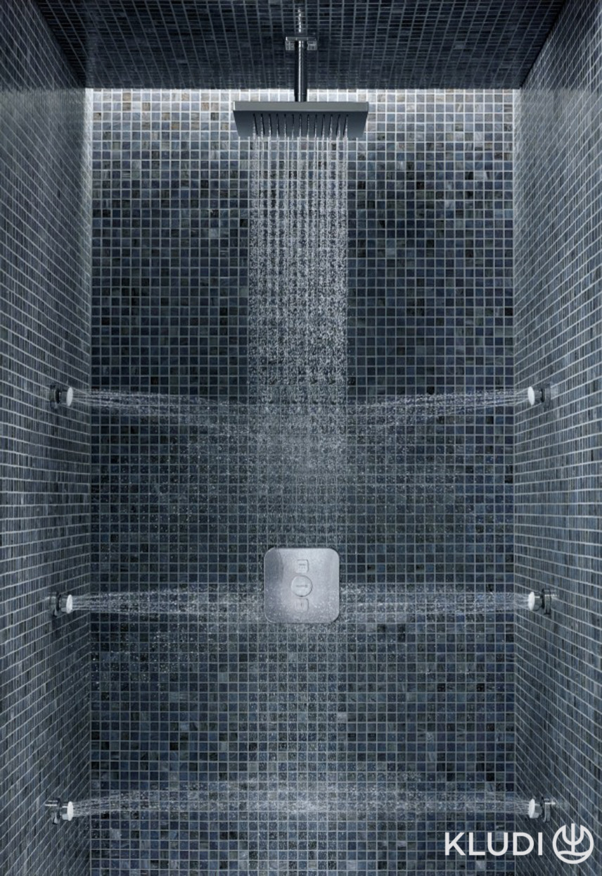 Nowoczesny prysznic w kolekcji  KLUDI PUSH w łazience