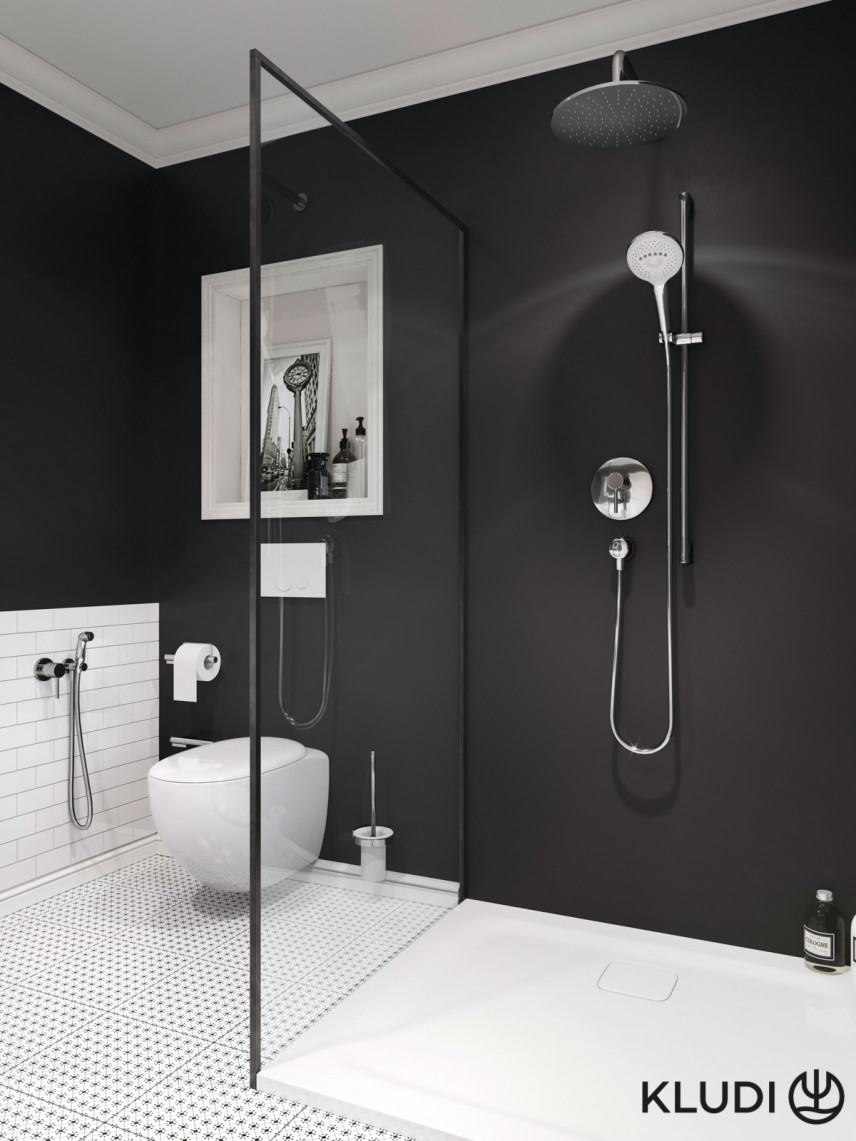 Piękna, wyjątkowa łazienka black & white w kolekcji KLUDI BOZZ