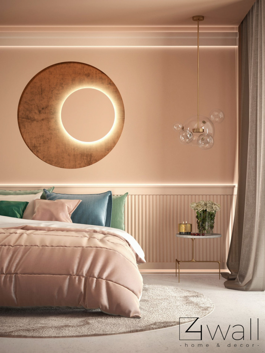 Nowoczesna sypialnia w kolorze brzoskwiniowym