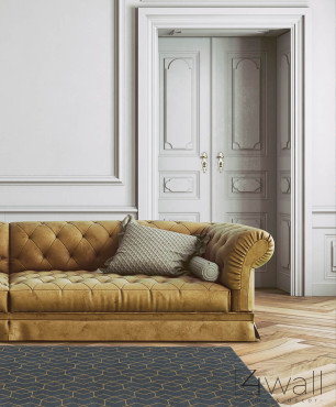 Salon w stylu francuskim z nietypową sofą w kolorze musztardowym