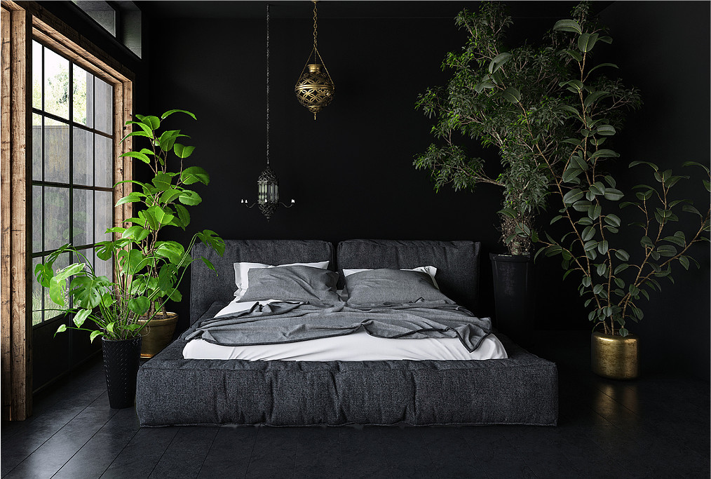 Sypialnia w czarnej, klimatycznej i nowoczesnej odsłonie