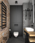 Projekt łazienki w stylu industrialnym z umywalką nablatową